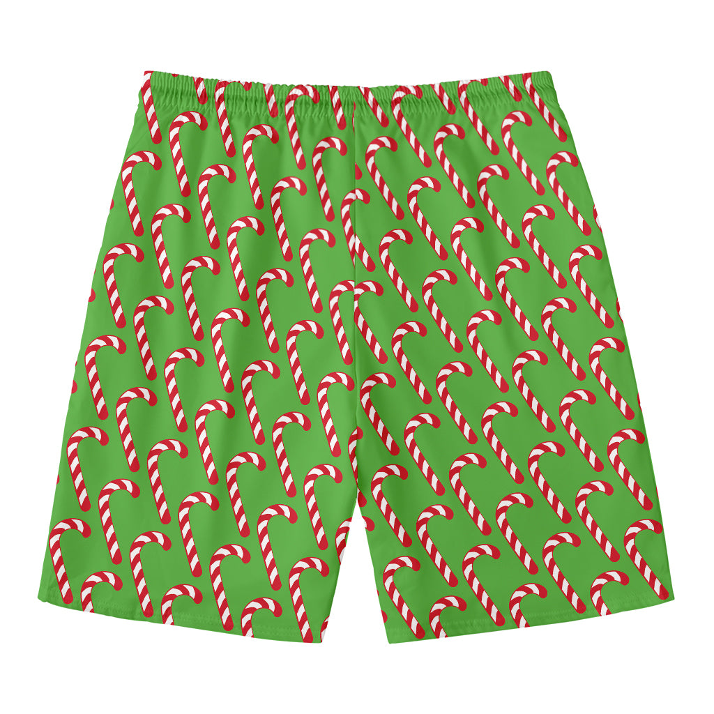 Merry Christmas Candy Cane Pattern Print Men's Swim Trunks