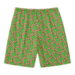 Merry Christmas Candy Cane Pattern Print Men's Swim Trunks