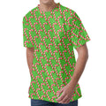 Merry Christmas Candy Cane Pattern Print Men's Velvet T-Shirt