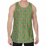 Merry Christmas Candy Cane Pattern Print Men's Velvet Tank Top