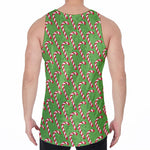 Merry Christmas Candy Cane Pattern Print Men's Velvet Tank Top
