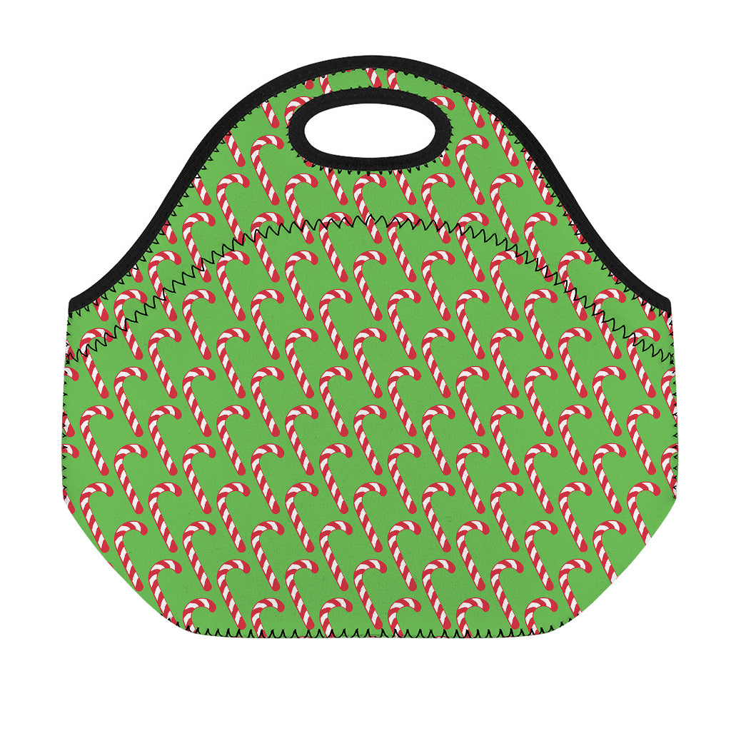 Merry Christmas Candy Cane Pattern Print Neoprene Lunch Bag