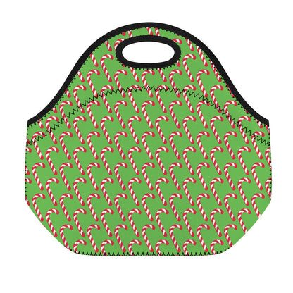 Merry Christmas Candy Cane Pattern Print Neoprene Lunch Bag