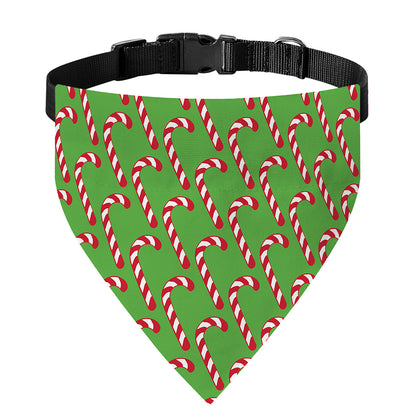 Merry Christmas Candy Cane Pattern Print Over The Collar Dog Bandana