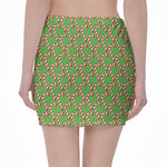 Merry Christmas Candy Cane Pattern Print Pencil Mini Skirt