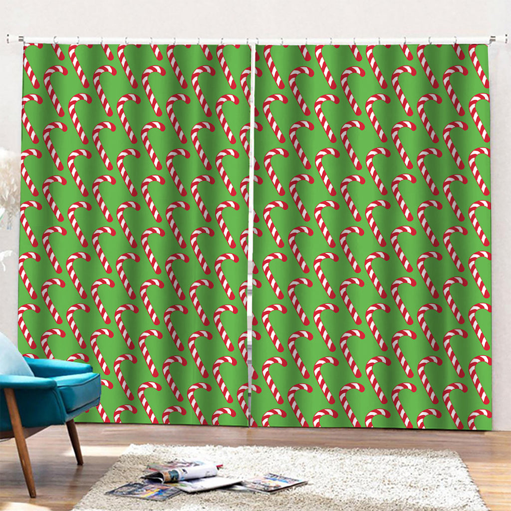 Merry Christmas Candy Cane Pattern Print Pencil Pleat Curtains