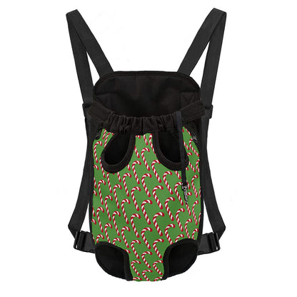Merry Christmas Candy Cane Pattern Print Pet Carrier Backpack
