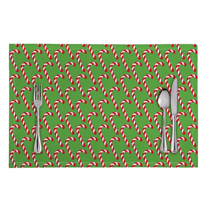 Merry Christmas Candy Cane Pattern Print Placemat