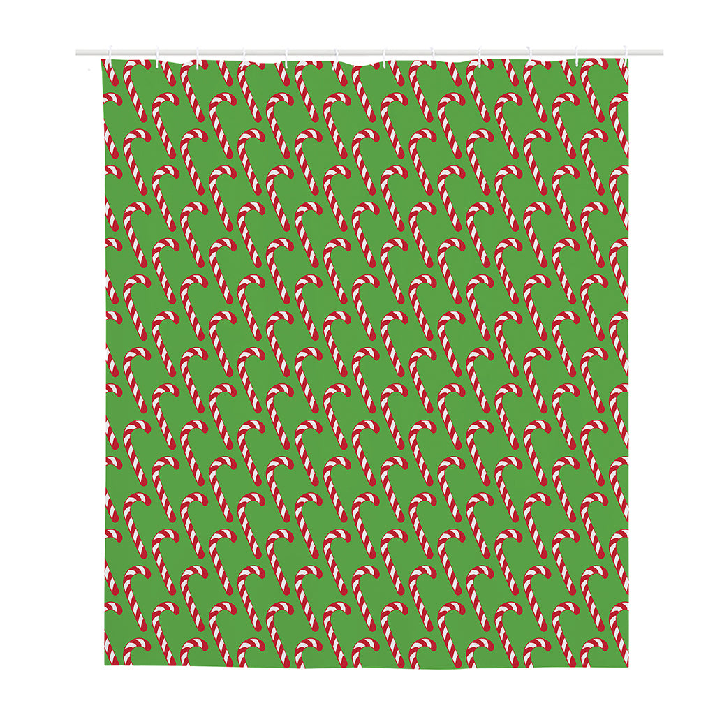 Merry Christmas Candy Cane Pattern Print Polyester Shower Curtain