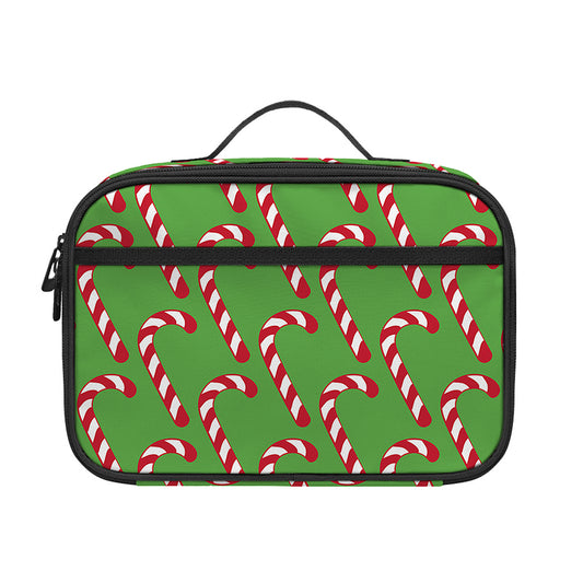 Merry Christmas Candy Cane Pattern Print Portable Lunch Bag
