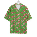 Merry Christmas Candy Cane Pattern Print Rayon Hawaiian Shirt