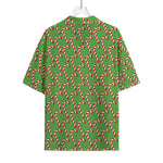 Merry Christmas Candy Cane Pattern Print Rayon Hawaiian Shirt
