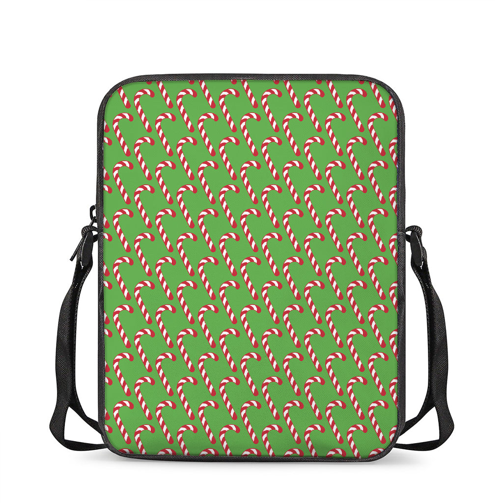 Merry Christmas Candy Cane Pattern Print Rectangular Crossbody Bag