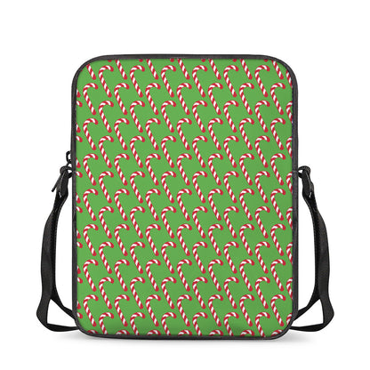 Merry Christmas Candy Cane Pattern Print Rectangular Crossbody Bag