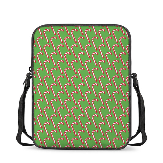 Merry Christmas Candy Cane Pattern Print Rectangular Crossbody Bag