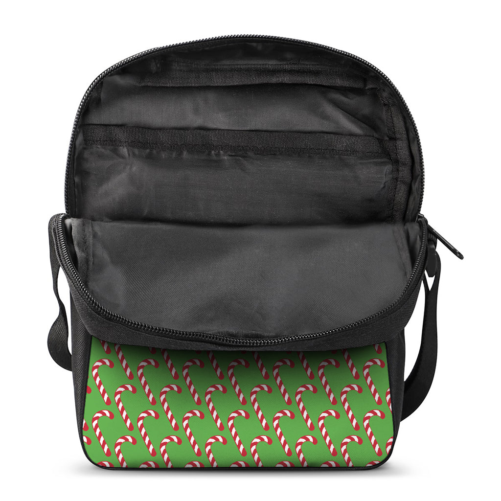 Merry Christmas Candy Cane Pattern Print Rectangular Crossbody Bag