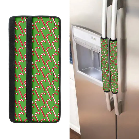 Merry Christmas Candy Cane Pattern Print Refrigerator Handle Covers