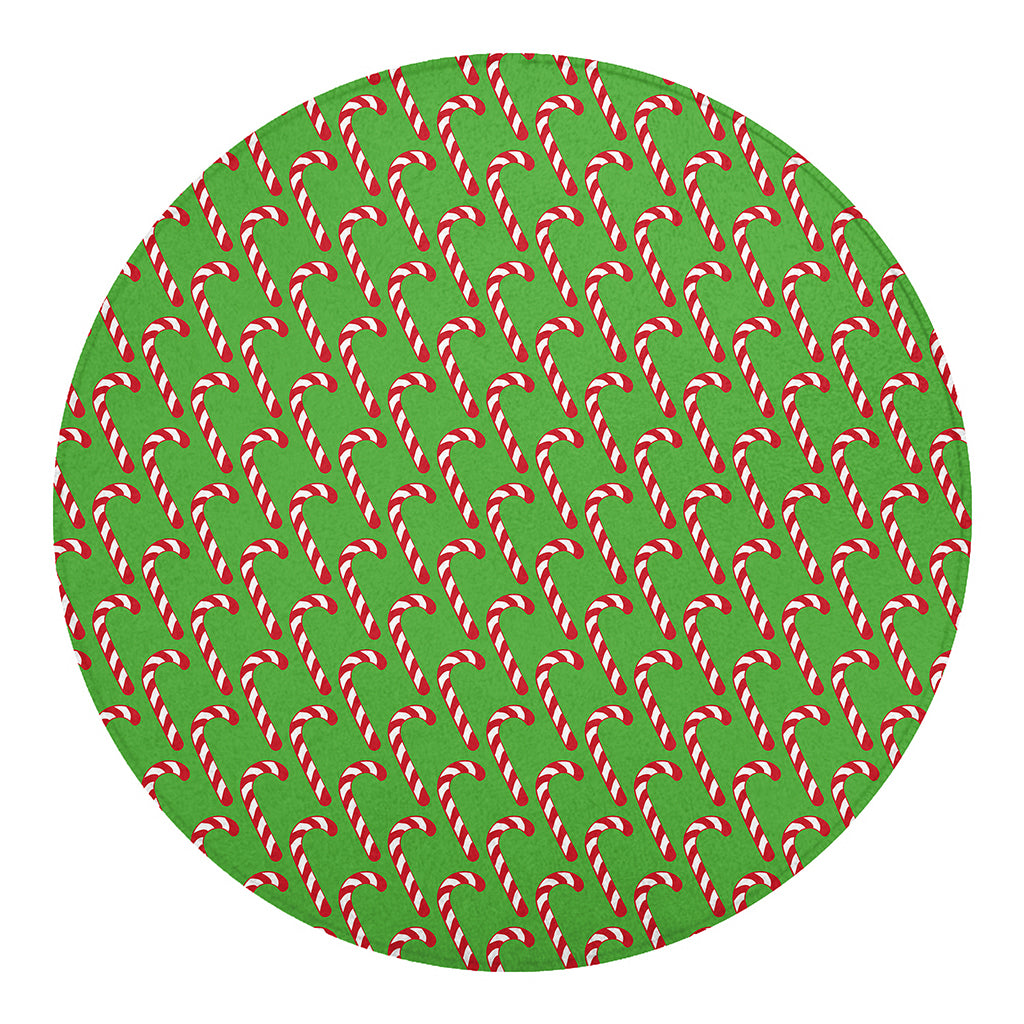 Merry Christmas Candy Cane Pattern Print Round Blanket