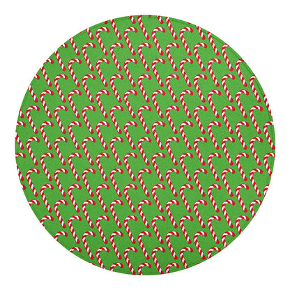 Merry Christmas Candy Cane Pattern Print Round Blanket
