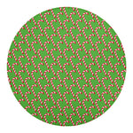 Merry Christmas Candy Cane Pattern Print Round Blanket