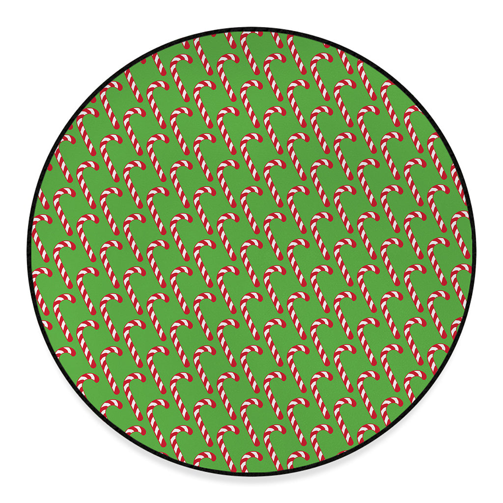 Merry Christmas Candy Cane Pattern Print Round Floor Mat