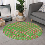 Merry Christmas Candy Cane Pattern Print Round Rug