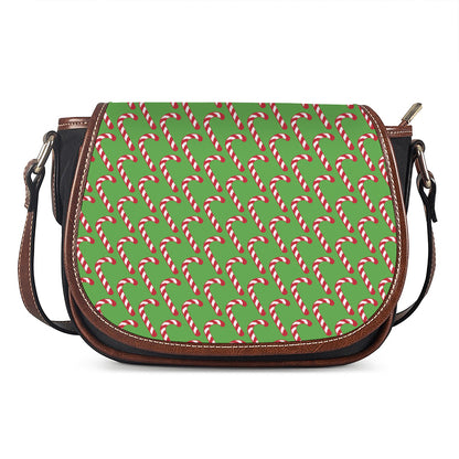 Merry Christmas Candy Cane Pattern Print Saddle Bag