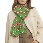 Merry Christmas Candy Cane Pattern Print Scarf