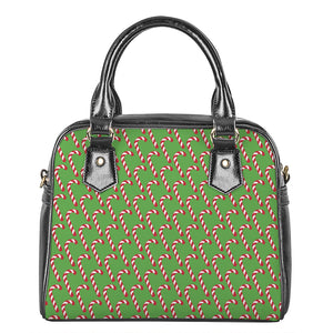 Merry Christmas Candy Cane Pattern Print Shoulder Handbag