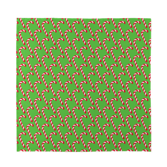 Merry Christmas Candy Cane Pattern Print Silk Bandana