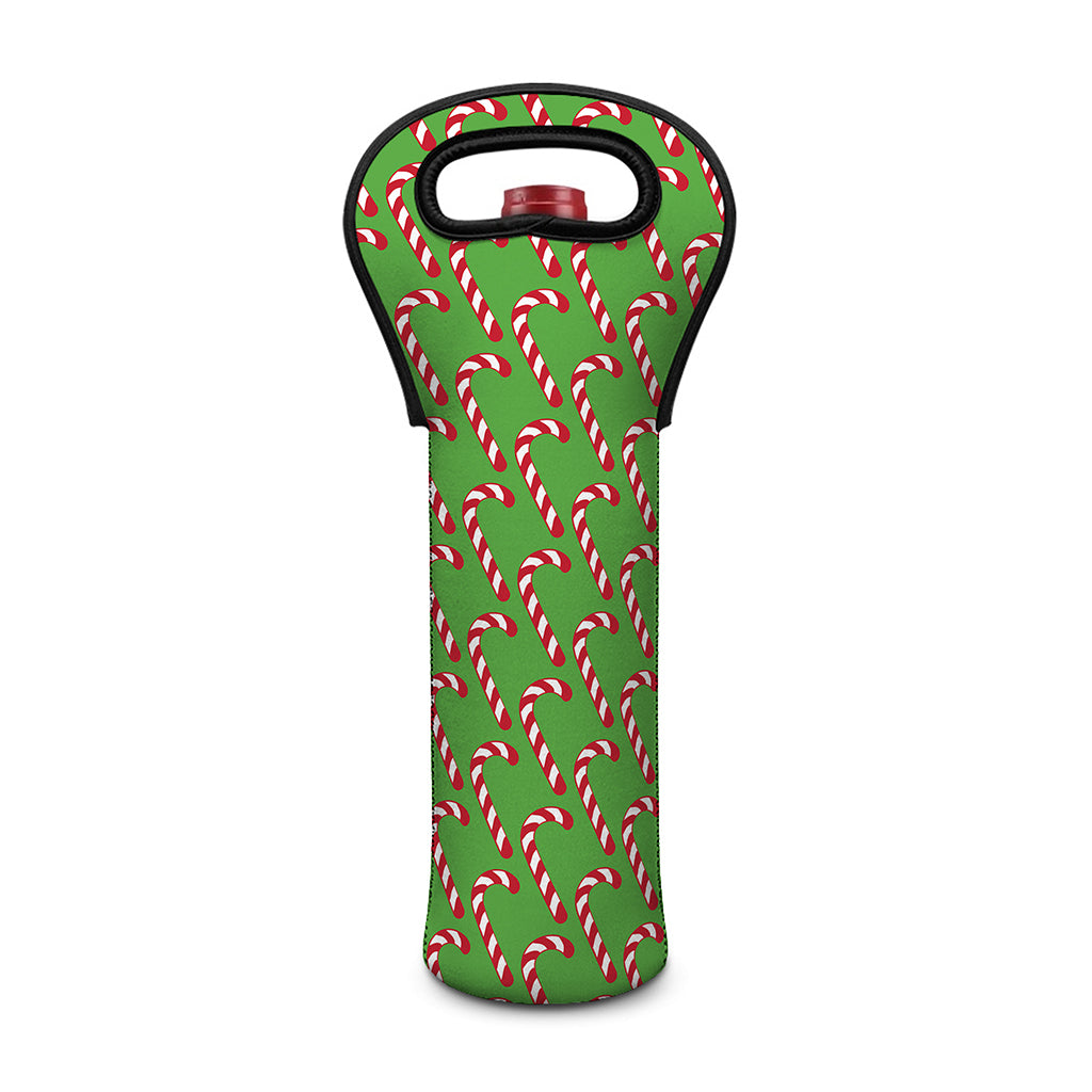 Merry Christmas Candy Cane Pattern Print Single Neoprene Wine Tote