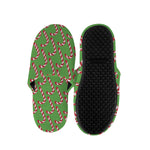 Merry Christmas Candy Cane Pattern Print Slippers