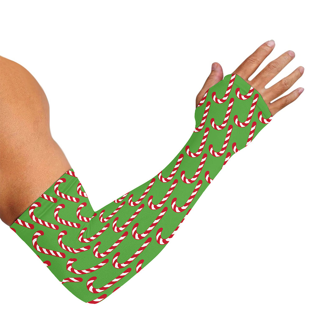 Merry Christmas Candy Cane Pattern Print Sun Protection Arm Sleeves