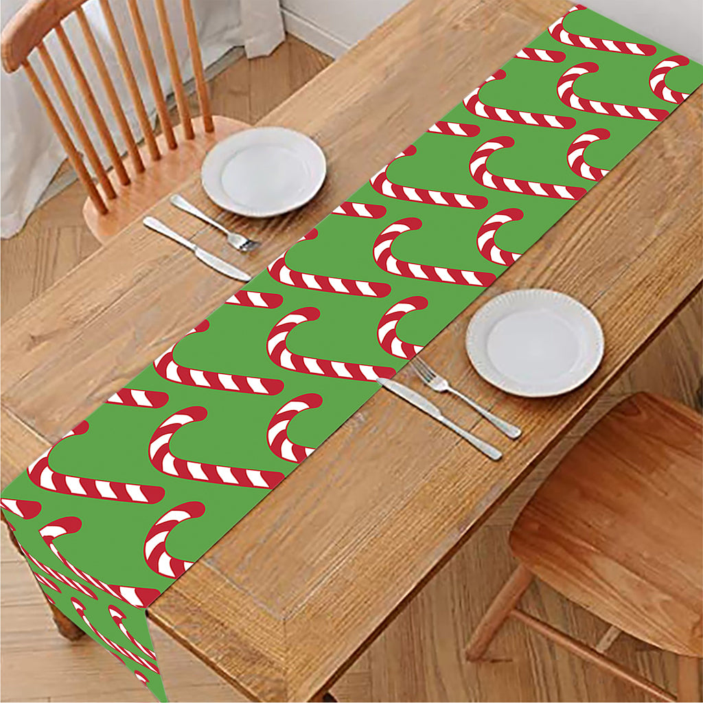 Merry Christmas Candy Cane Pattern Print Table Runner