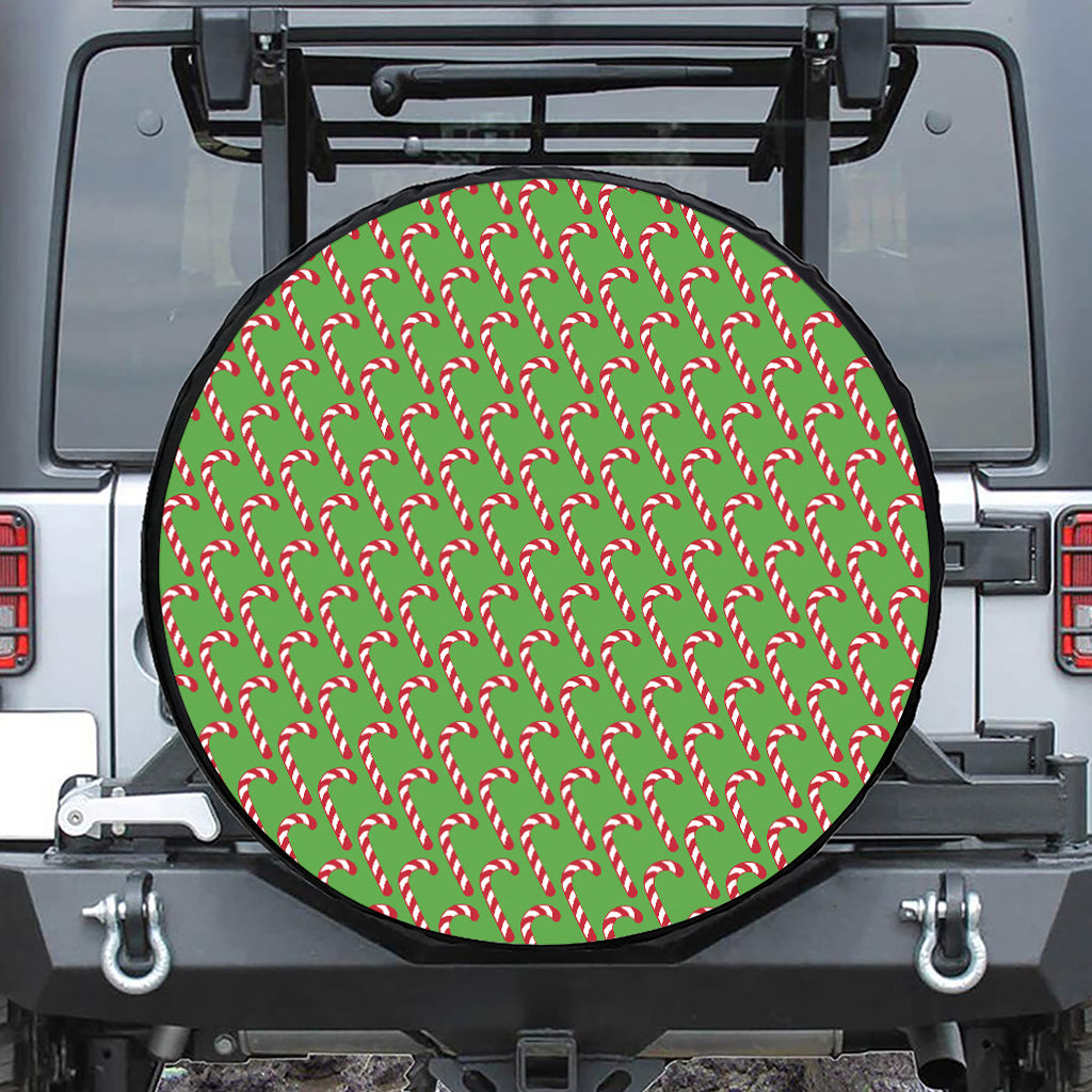 Merry Christmas Candy Cane Pattern Print Tire Cover