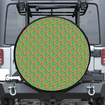 Merry Christmas Candy Cane Pattern Print Tire Cover