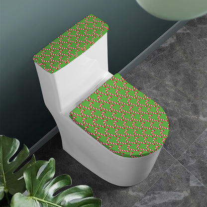 Merry Christmas Candy Cane Pattern Print Toilet Lid And Tank Cover Set