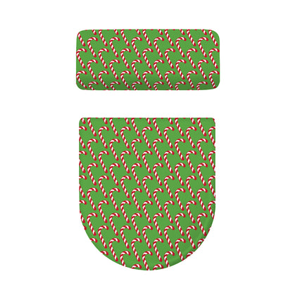 Merry Christmas Candy Cane Pattern Print Toilet Lid And Tank Cover Set