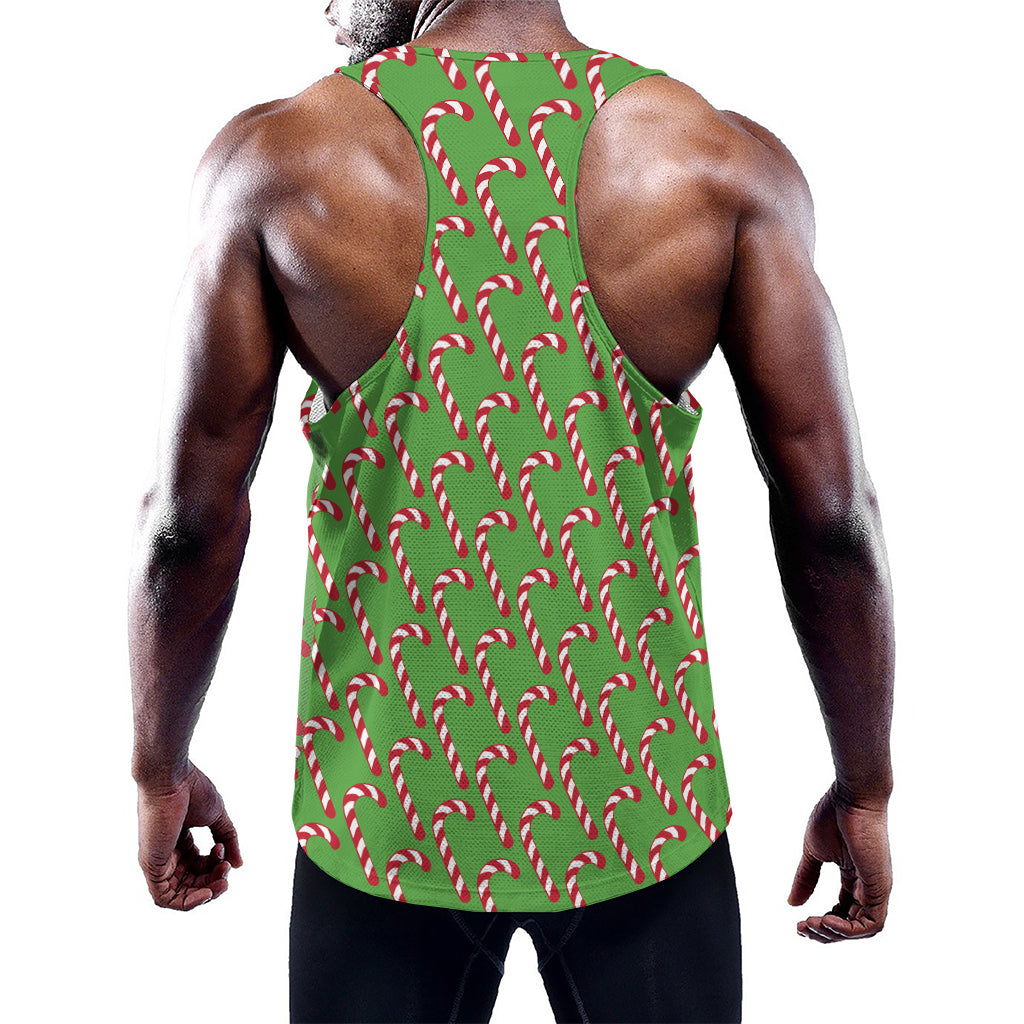 Merry Christmas Candy Cane Pattern Print Training Tank Top