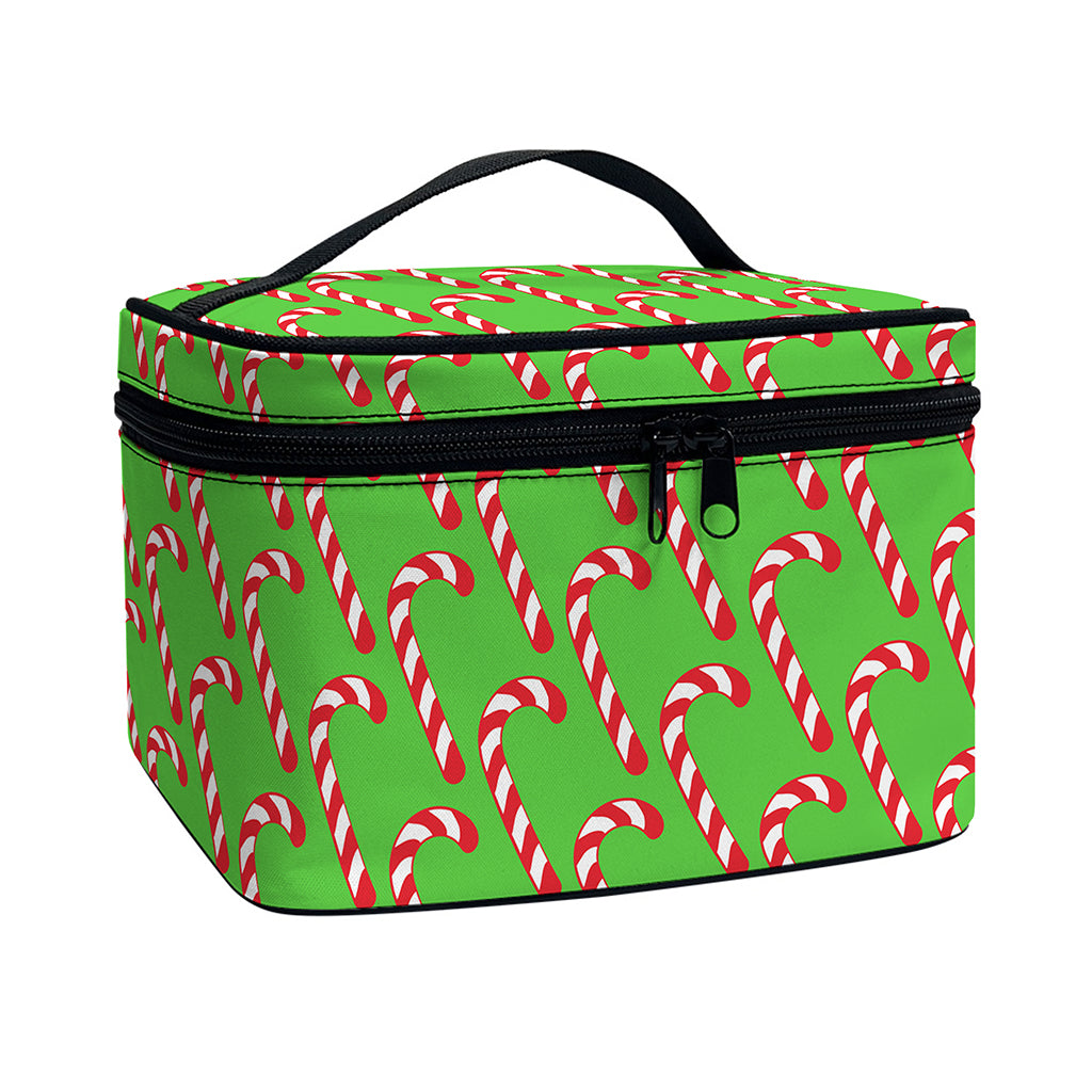 Merry Christmas Candy Cane Pattern Print Travel Makeup Bag