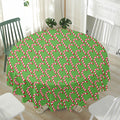 Merry Christmas Candy Cane Pattern Print Waterproof Round Tablecloth