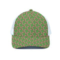 Merry Christmas Candy Cane Pattern Print White Mesh Trucker Hat