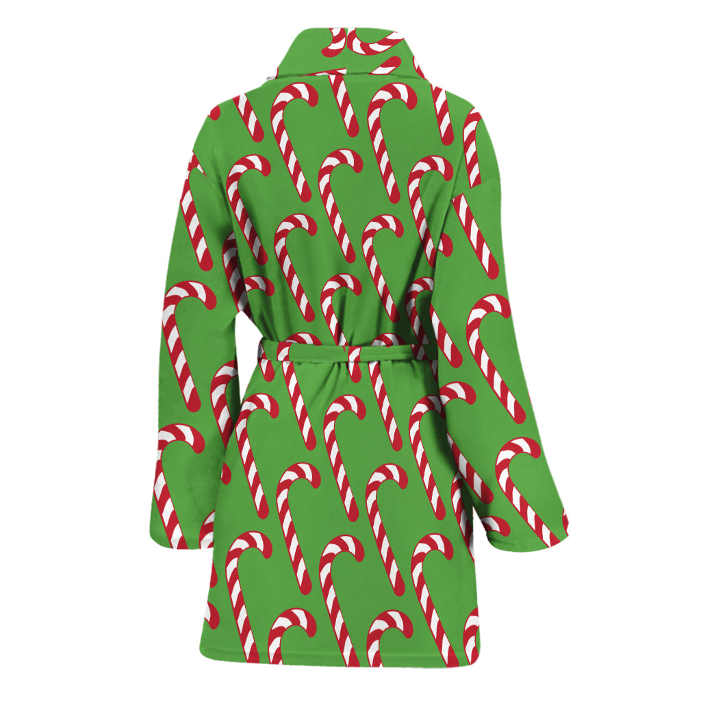 Merry Christmas Candy Cane Pattern Print Women's Bathrobe