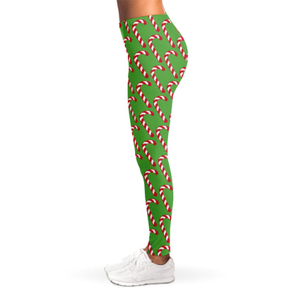 Merry Christmas Candy Cane Pattern Print Women's Leggings