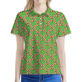 Merry Christmas Candy Cane Pattern Print Women's Polo Shirt