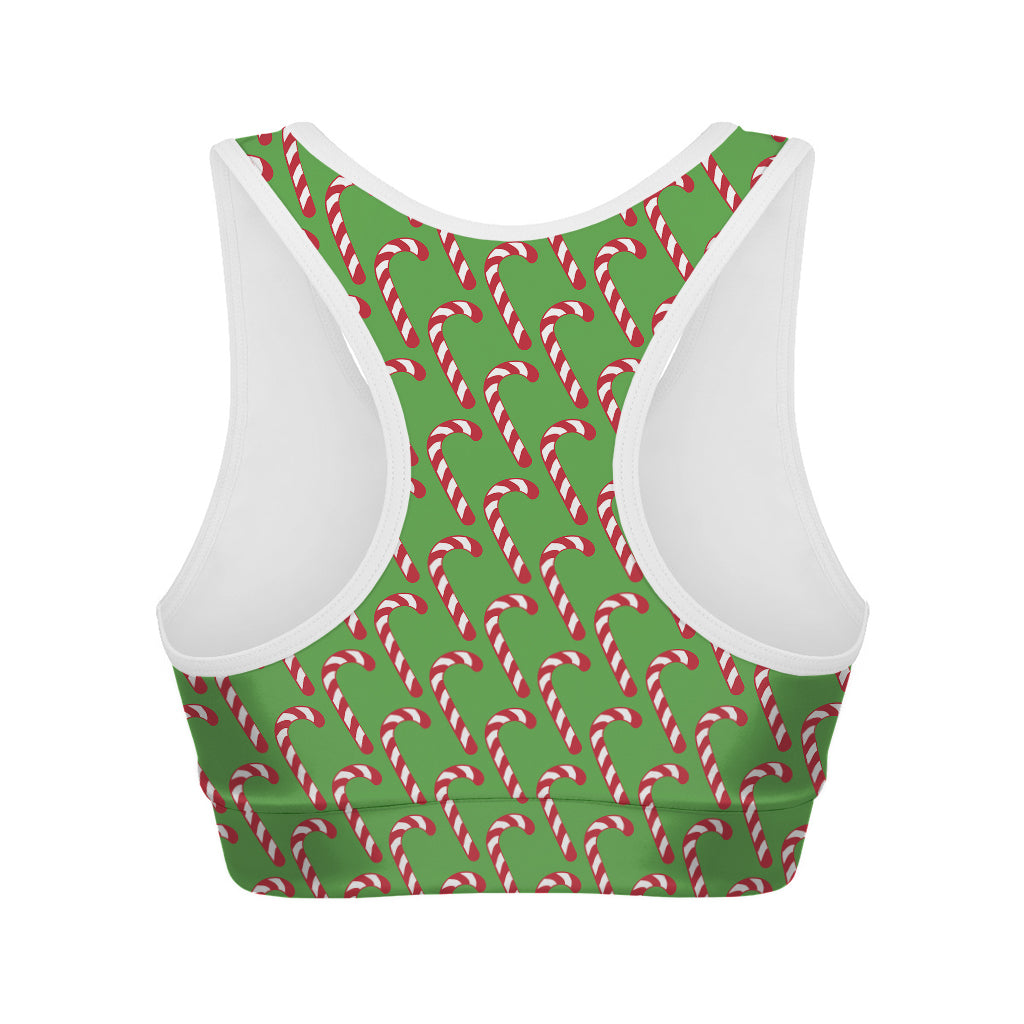 Merry Christmas Candy Cane Pattern Print Women's Sports Bra