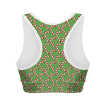 Merry Christmas Candy Cane Pattern Print Women's Sports Bra