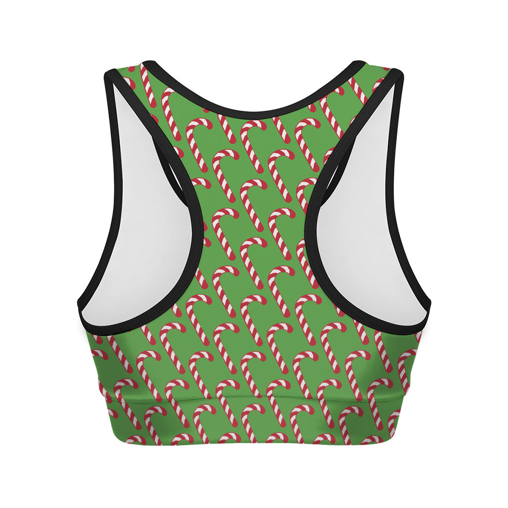 Merry Christmas Candy Cane Pattern Print Women's Sports Bra