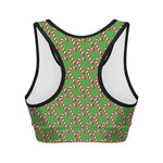 Merry Christmas Candy Cane Pattern Print Women's Sports Bra