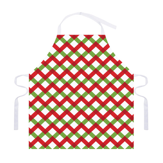 Merry Christmas Checkered Pattern Print Adjustable Apron